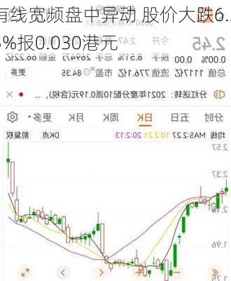 有线宽频盘中异动 股价大跌6.25%报0.030港元