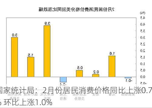 国家统计局：2月份居民消费价格同比上涨0.7% 环比上涨1.0%