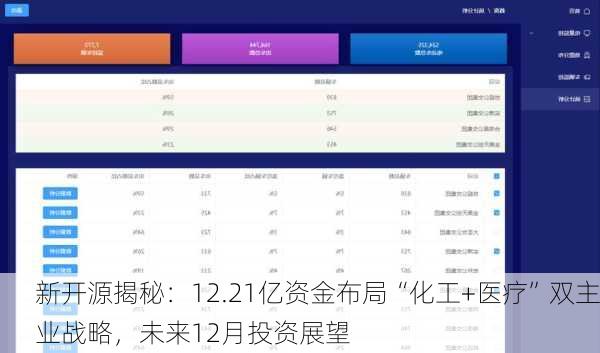 新开源揭秘：12.21亿资金布局“化工+医疗”双主业战略，未来12月投资展望