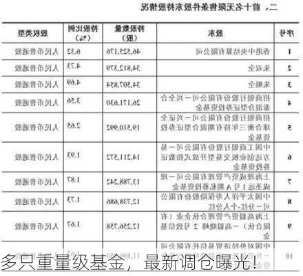 多只重量级基金，最新调仓曝光！