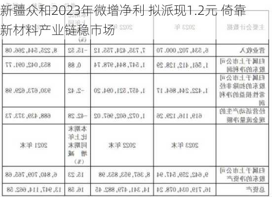 新疆众和2023年微增净利 拟派现1.2元 倚靠新材料产业链稳市场