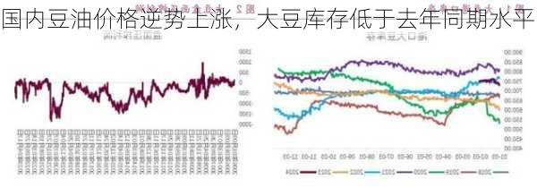 国内豆油价格逆势上涨，大豆库存低于去年同期水平