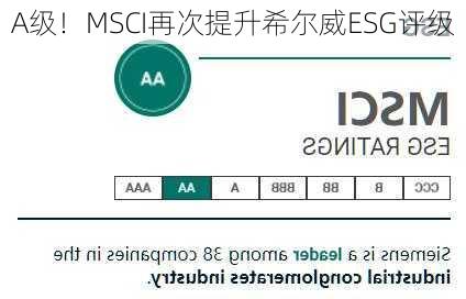 A级！MSCI再次提升希尔威ESG评级