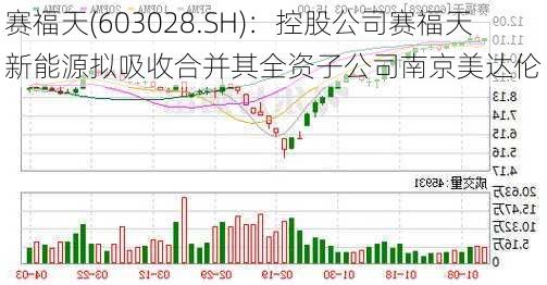 赛福天(603028.SH)：控股公司赛福天新能源拟吸收合并其全资子公司南京美达伦