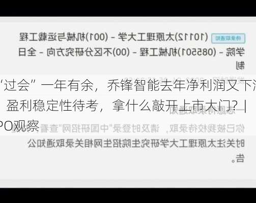 “过会”一年有余，乔锋智能去年净利润又下滑：盈利稳定性待考，拿什么敲开上市大门？| IPO观察