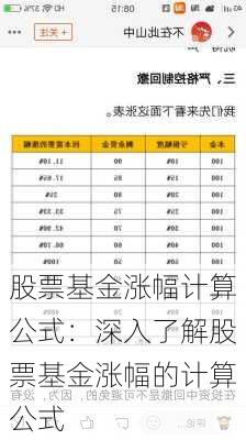 股票基金涨幅计算公式：深入了解股票基金涨幅的计算公式