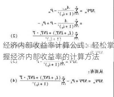 经济内部收益率计算公式：轻松掌握经济内部收益率的计算方法