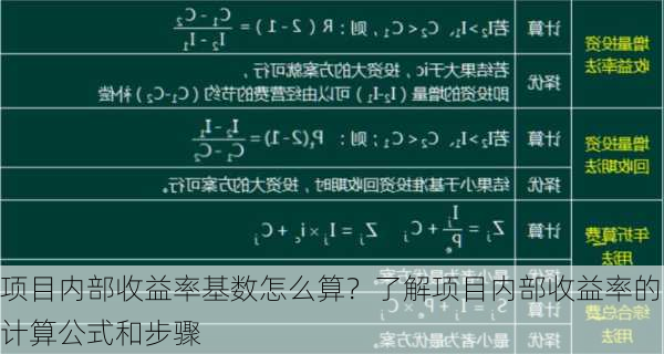 项目内部收益率基数怎么算？了解项目内部收益率的计算公式和步骤