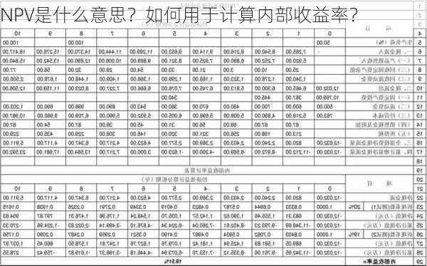 NPV是什么意思？如何用于计算内部收益率？