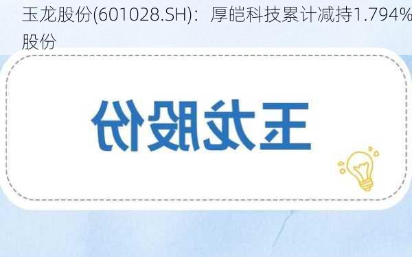 玉龙股份(601028.SH)：厚皑科技累计减持1.794%股份