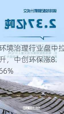 环境治理行业盘中拉升，中创环保涨8.66%