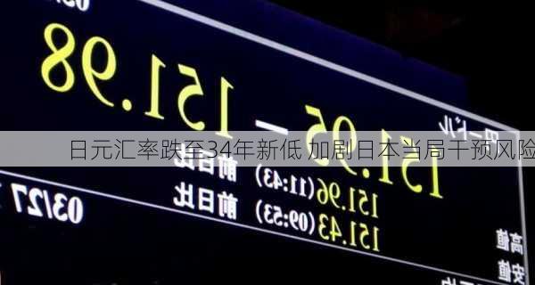 日元汇率跌至34年新低 加剧日本当局干预风险