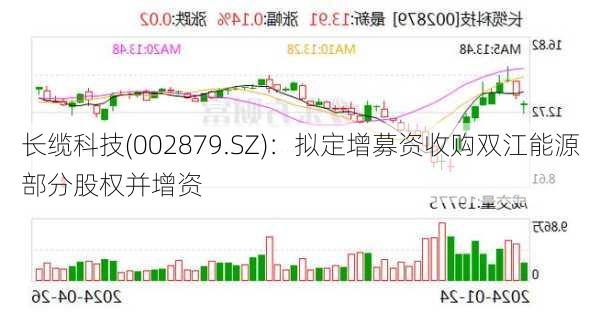 长缆科技(002879.SZ)：拟定增募资收购双江能源部分股权并增资