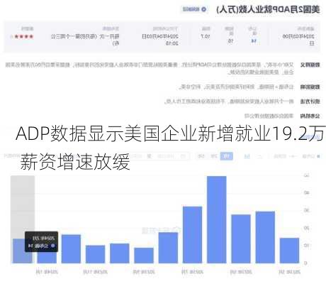 ADP数据显示美国企业新增就业19.2万 薪资增速放缓