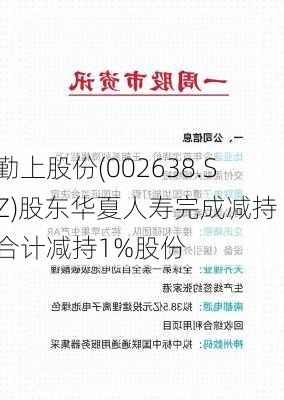 勤上股份(002638.SZ)股东华夏人寿完成减持 合计减持1%股份