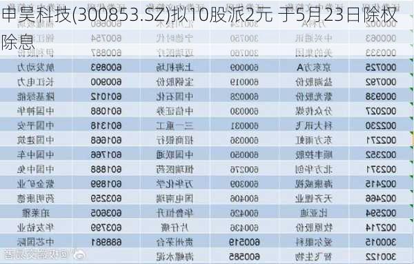 申昊科技(300853.SZ)拟10股派2元 于5月23日除权除息