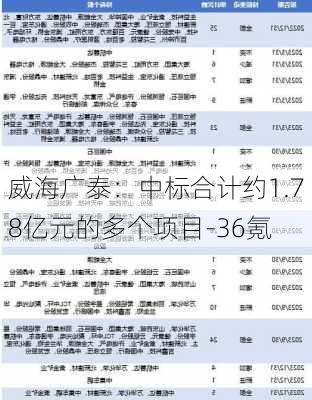 威海广泰：中标合计约1.78亿元的多个项目-36氪