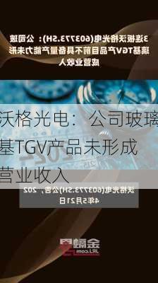 沃格光电：公司玻璃基TGV产品未形成营业收入