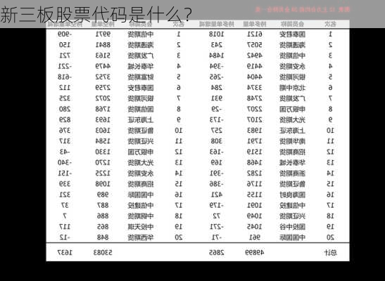 新三板股票代码是什么？