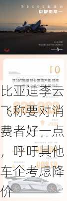 比亚迪李云飞称要对消费者好一点，呼吁其他车企考虑降价