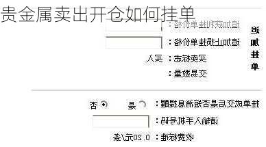 贵金属卖出开仓如何挂单