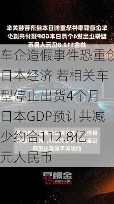 车企造假事件恐重创日本经济 若相关车型停止出货4个月 日本GDP预计共减少约合112.8亿元人民币