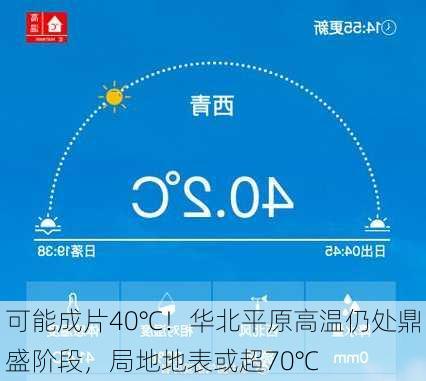 可能成片40℃！华北平原高温仍处鼎盛阶段，局地地表或超70℃