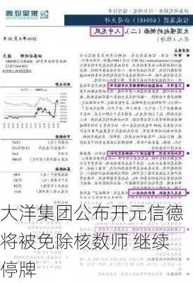 大洋集团公布开元信德将被免除核数师 继续停牌