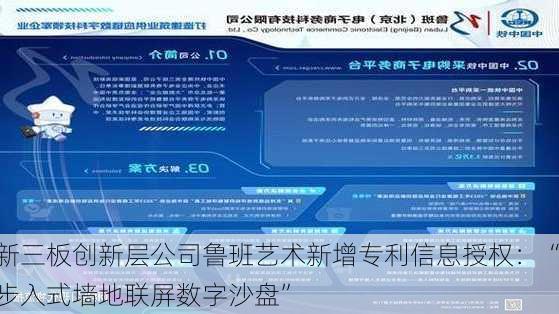 新三板创新层公司鲁班艺术新增专利信息授权：“步入式墙地联屏数字沙盘”