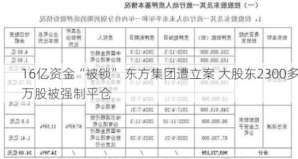 16亿资金“被锁” 东方集团遭立案 大股东2300多万股被强制平仓