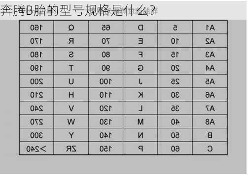 奔腾B胎的型号规格是什么？