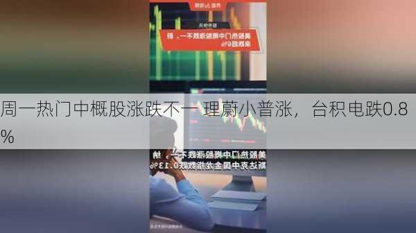 周一热门中概股涨跌不一 理蔚小普涨，台积电跌0.8%