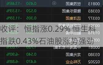 收评：恒指涨0.29% 恒生科指跌0.43%石油股涨势强劲