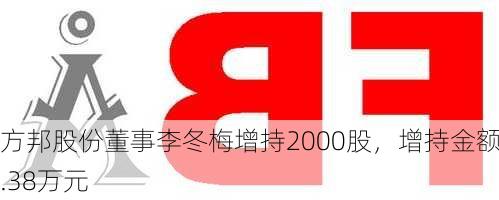 方邦股份董事李冬梅增持2000股，增持金额6.38万元