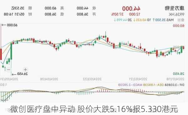 微创医疗盘中异动 股价大跌5.16%报5.330港元