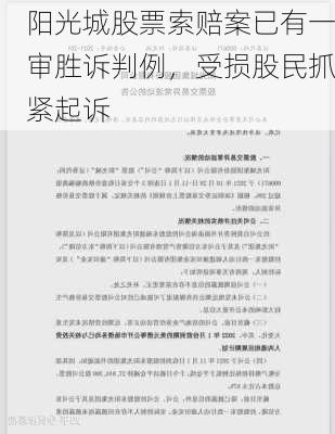 阳光城股票索赔案已有一审胜诉判例，受损股民抓紧起诉