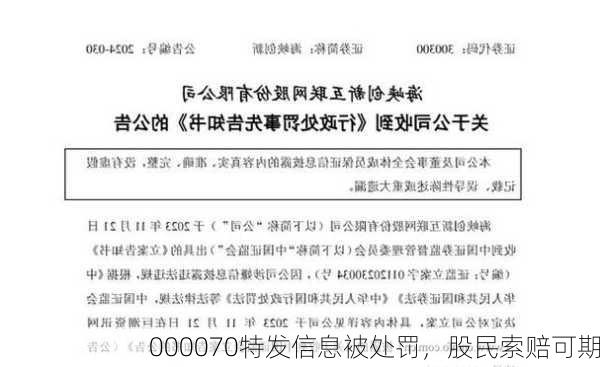 000070特发信息被处罚，股民索赔可期