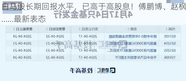 白马股长期回报水平，已高于高股息！傅鹏博、赵枫……最新表态