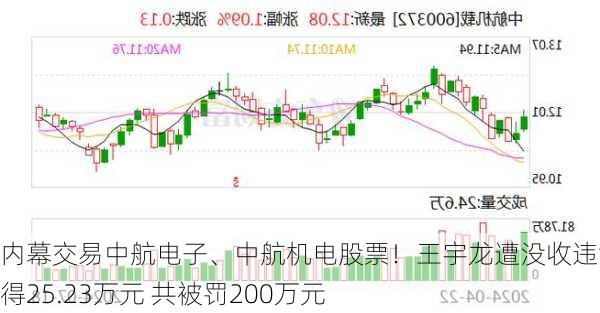 内幕交易中航电子、中航机电股票！王宇龙遭没收违法所得25.23万元 共被罚200万元