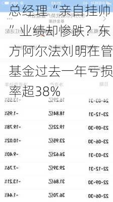 总经理“亲自挂帅”业绩却惨跌？东方阿尔法刘明在管基金过去一年亏损率超38%