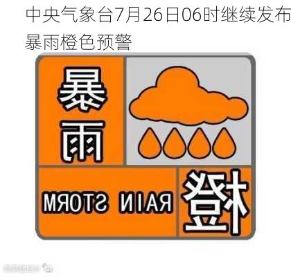 中央气象台7月26日06时继续发布暴雨橙色预警