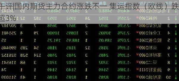 午评|国内期货主力合约涨跌不一 集运指数（欧线）跌超3%