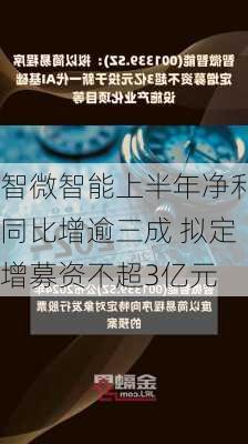 智微智能上半年净利同比增逾三成 拟定增募资不超3亿元