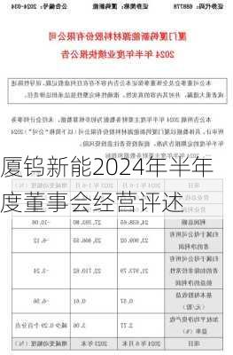 厦钨新能2024年半年度董事会经营评述