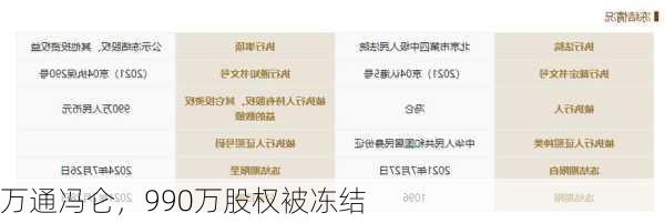 万通冯仑，990万股权被冻结