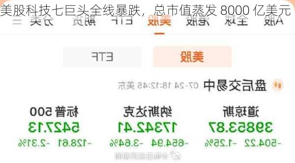 美股科技七巨头全线暴跌，总市值蒸发 8000 亿美元