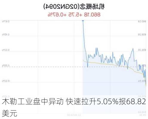 木勒工业盘中异动 快速拉升5.05%报68.82美元