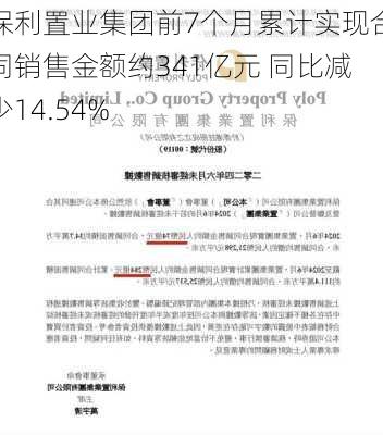 保利置业集团前7个月累计实现合同销售金额约341亿元 同比减少14.54%