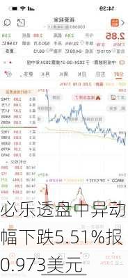 必乐透盘中异动 大幅下跌5.51%报0.973美元