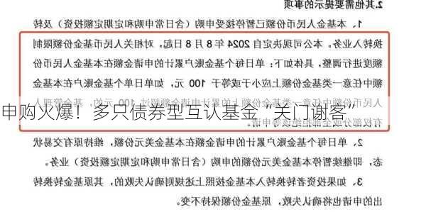 申购火爆！多只债券型互认基金“关门谢客”